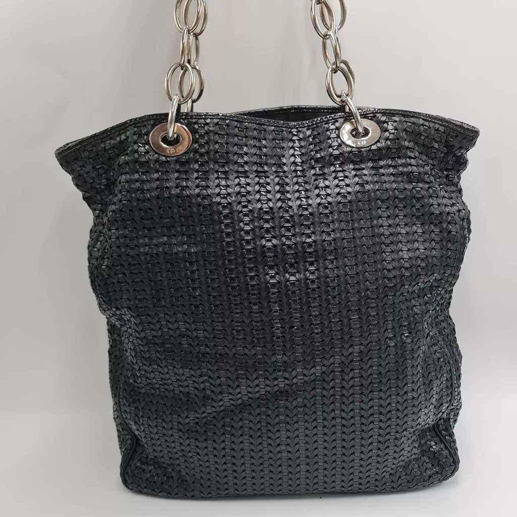 Christian Dior Woven Leather Shopping Tote - Back view